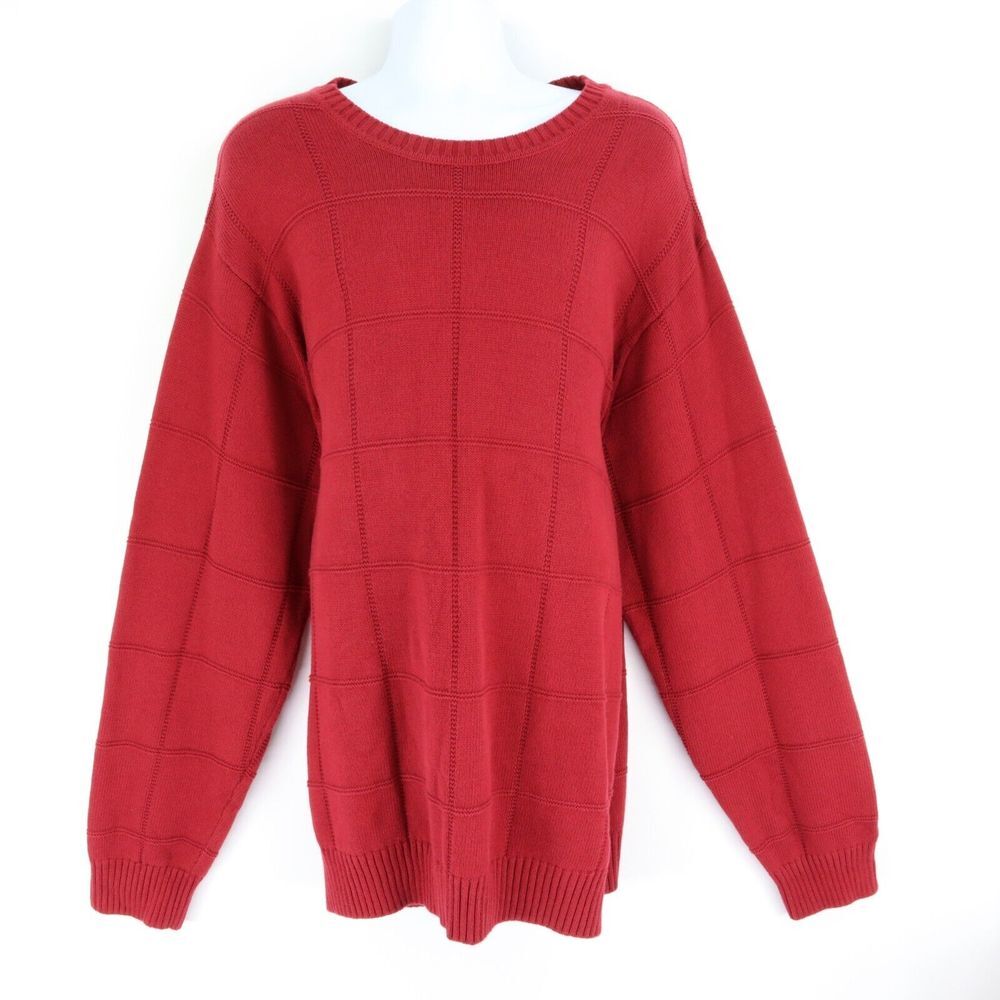Alexander Julian Colours Sweater Pullover Mens Size 3XLT‎ Red Checks 100% Cotton
